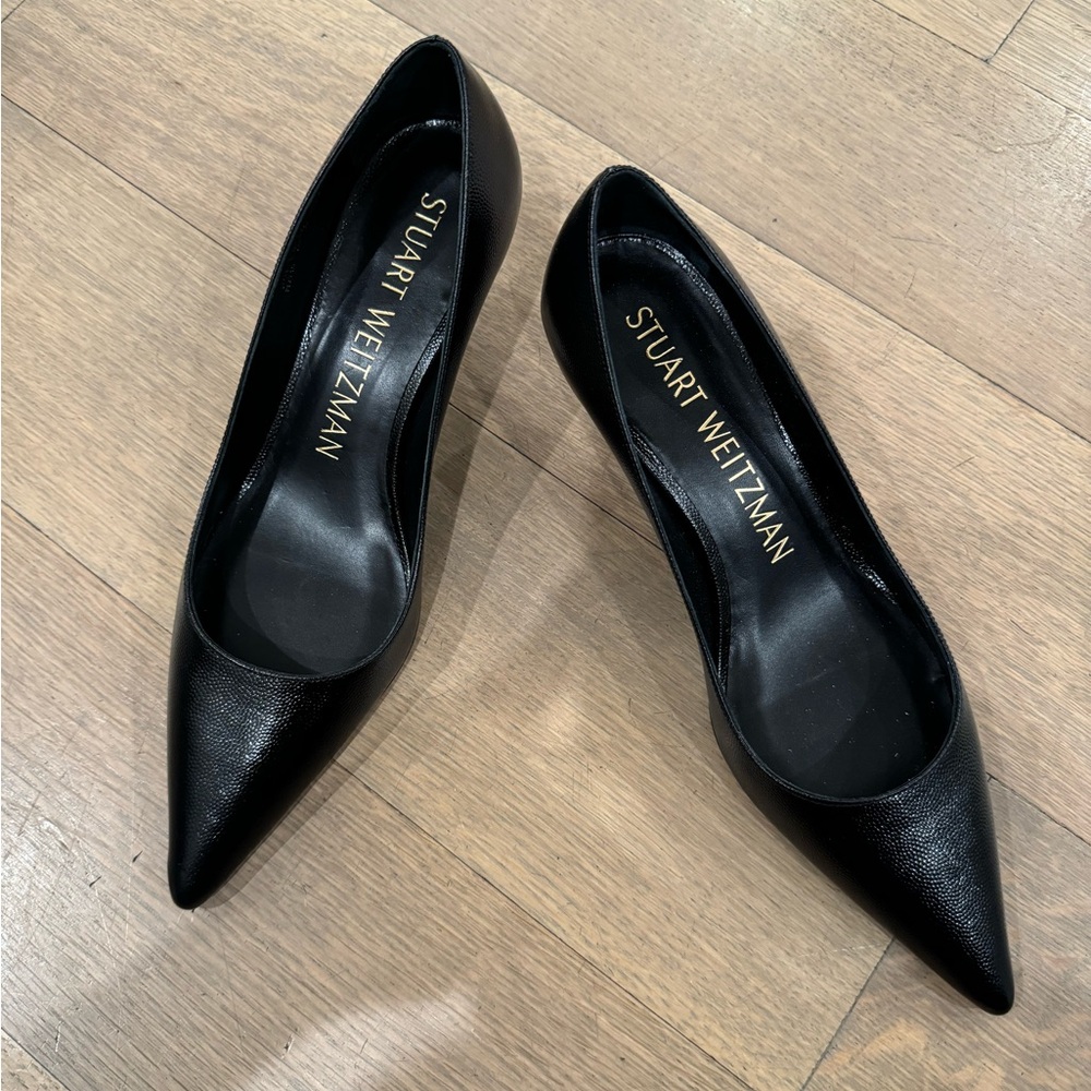 Stuart Weitzman kitten heels, black caviar pat, brand new with tags